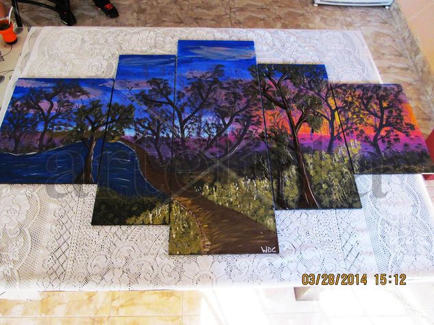 atardecer en el bosque Acrylic Panel Landscaping