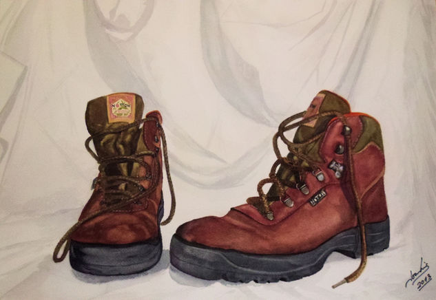 mis botas Watercolour Paper Still Life Paintings