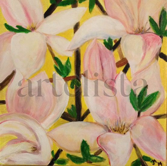 Magnolias Acrylic Canvas Floral Painting