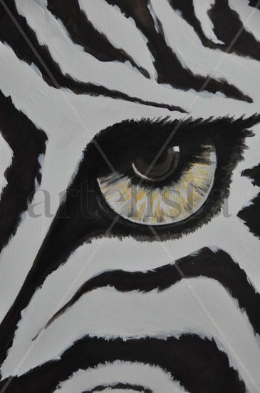 ojo de zebra Acrílico Lienzo Animales