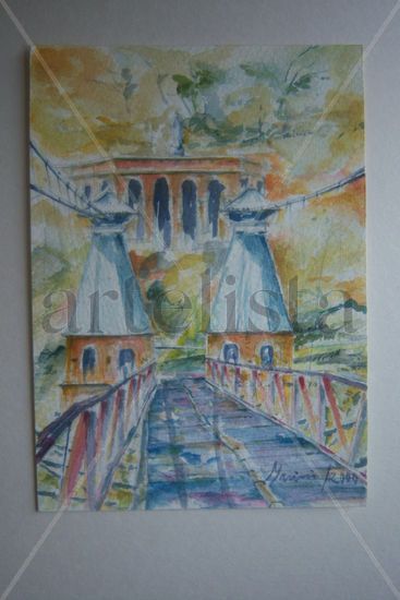 puente de occidente Acuarela Papel Paisaje