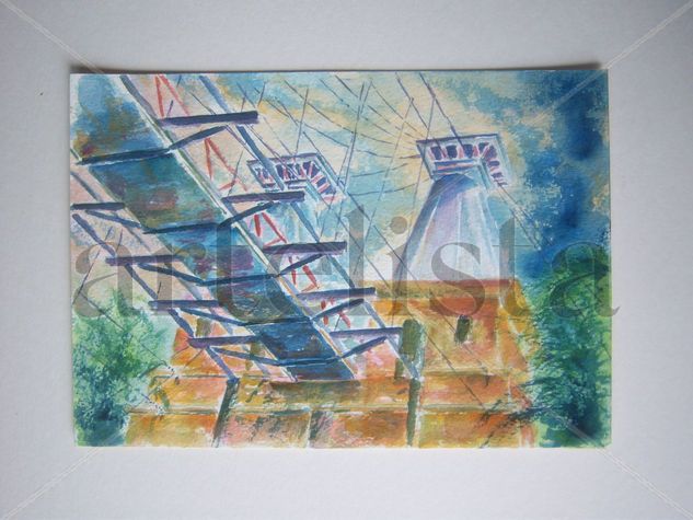 puente de occidente Acuarela Papel Paisaje