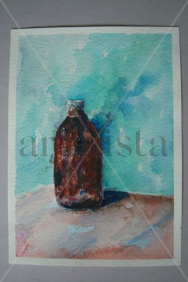 botella ambar Watercolour Paper Still Life Paintings