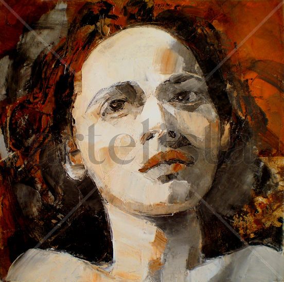 Pelirroja. Oil Canvas Portrait