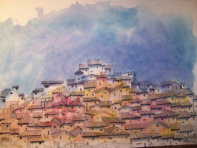 Casas en la Cima Watercolour Card Landscaping