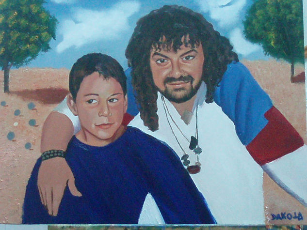 kevin y el pirata+ Oil Canvas Portrait