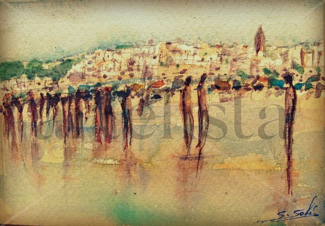 Bañistas IX (Conil) Watercolour Paper Landscaping