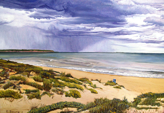 Playa El Pinet 2013. Oil Canvas Marine Painting