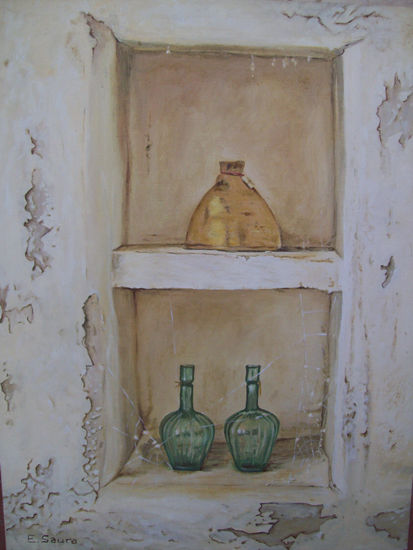 Antaño. Oil Panel Still Life Paintings