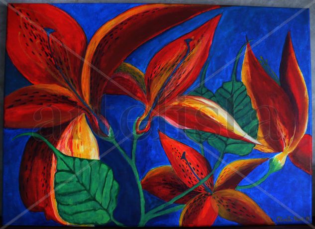 Flores Tropicales Recuerdo Brasilero Acrylic Canvas Floral Painting