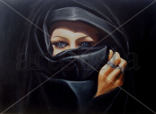 La Burka Oil Canvas Portrait