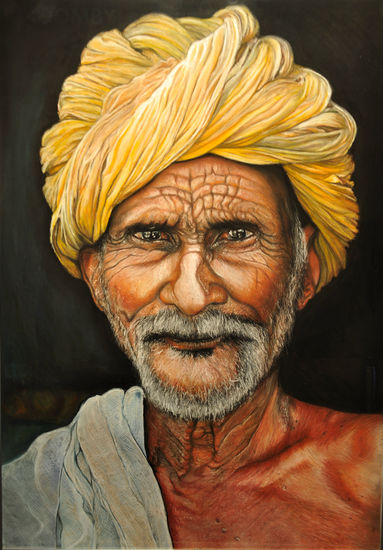 Viejo del Turbante Pastel Paper Portrait