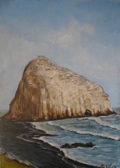 Piedra de la iglesi, mil, año 2013, constitucion, chile,. Acrylic Card Marine Painting