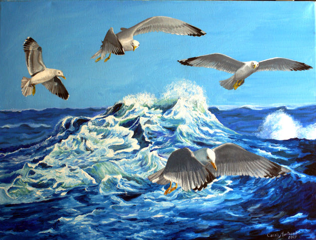 Gaviotas Oil Canvas Marine Painting