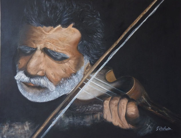 Con la música en el alma Oil Canvas Portrait