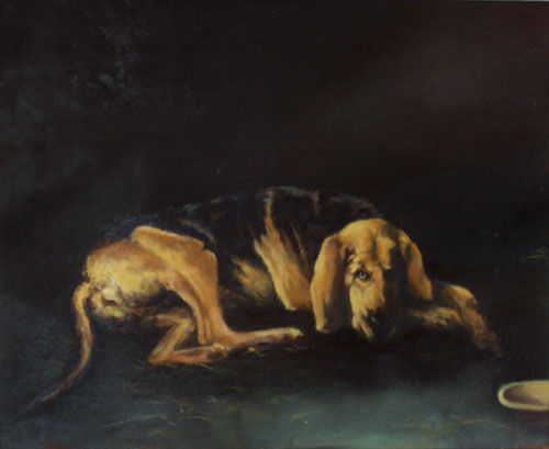 Perro tumbado Oil Canvas Animals