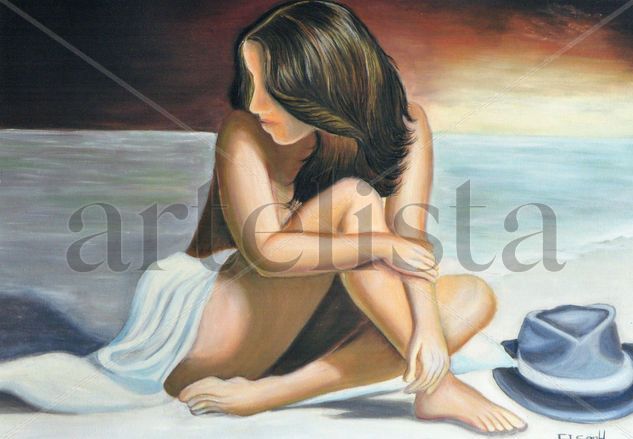 Mujer en la playa Oil Canvas Figure Painting