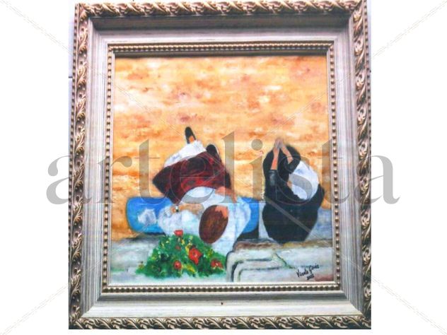 Viejicas en la fresca. óleo-lienzo 41X33 cm.