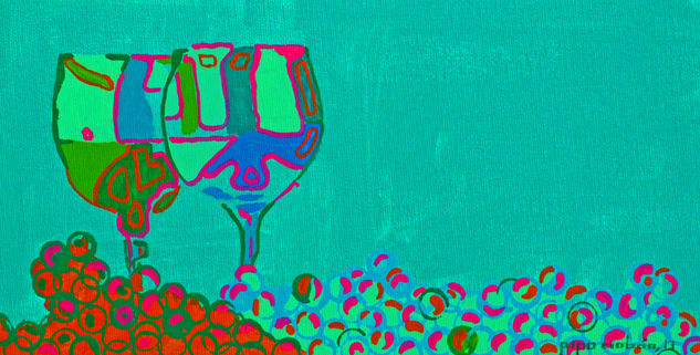 VINOPLASTICA-SERIE--2013-ACRILICO SOBRE LIENZO-11X22-SERIE BODEGA-#012 Acrylic Canvas Still Life Paintings