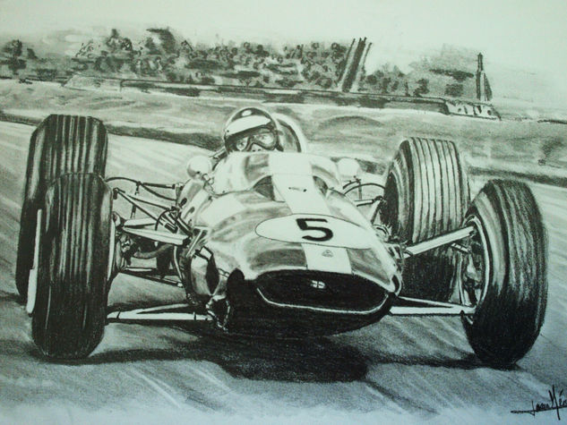 El genial Jim Clark en su Lotus 33. Pencil