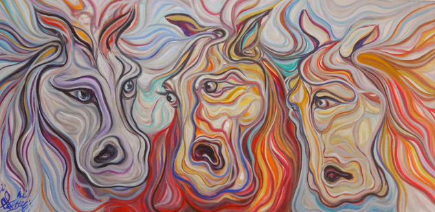 Caballos Oil Canvas Animals