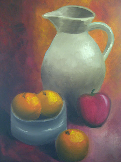 jarron con frutas Oil Canvas Still Life Paintings