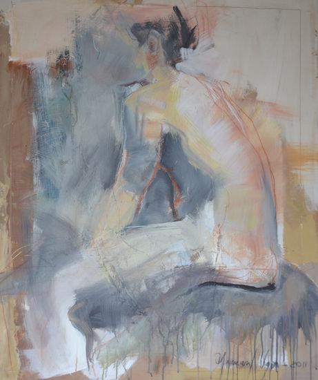 Mujer sentada SOLD Media Mixta Tabla Desnudos