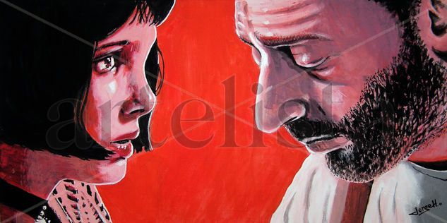 Mathilda y León Acrylic Canvas Portrait