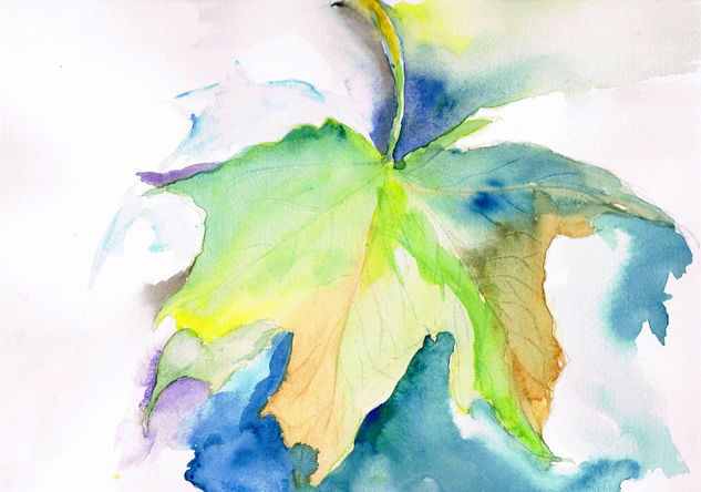 verde sobre hoja Griss Watercolour Card Floral Painting