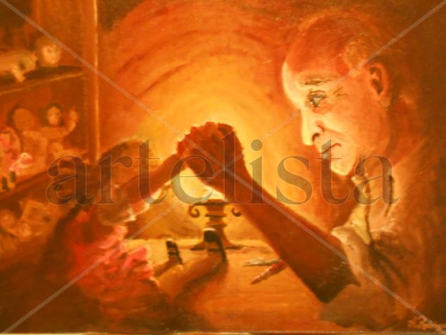 Restaurando a Gracielita Oil Canvas Figure Painting