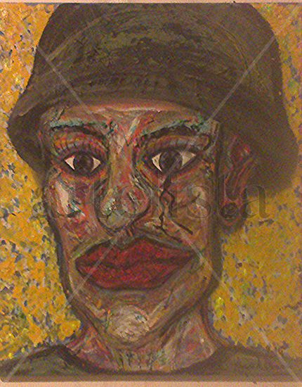 soldado del olvido Media Mixta Lienzo Retrato