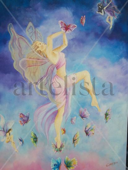 Hada del aire Oil Canvas Figure Painting