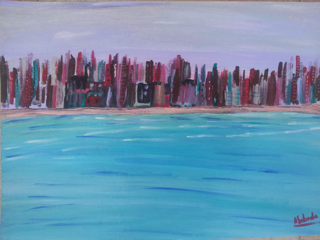 Miami Beach Acrylic Card Marine Painting