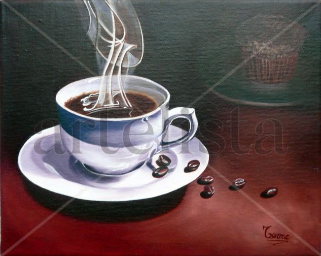 Cafe Colombiano  "Colombian Coffee" Oil Canvas Still Life Paintings