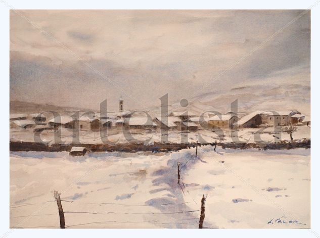 Pueblo nevado Watercolour Paper Landscaping