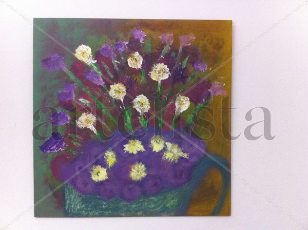 Regadera con flores secas