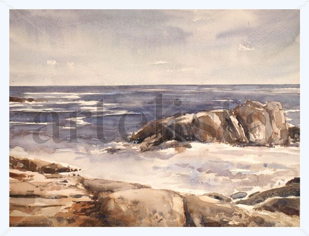 Rocas en Lariño Watercolour Paper Marine Painting