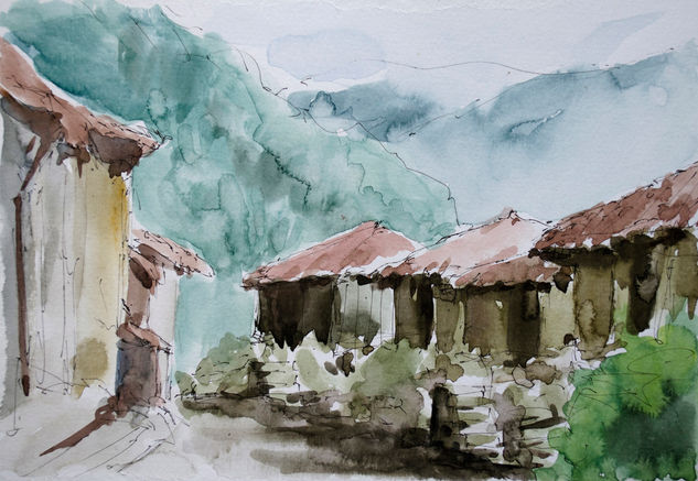 La Barrera  L. Santamaria Watercolour Paper Landscaping