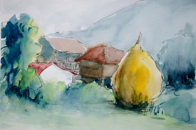 Quintana Asturiana L. Santamaria Watercolour Paper Landscaping