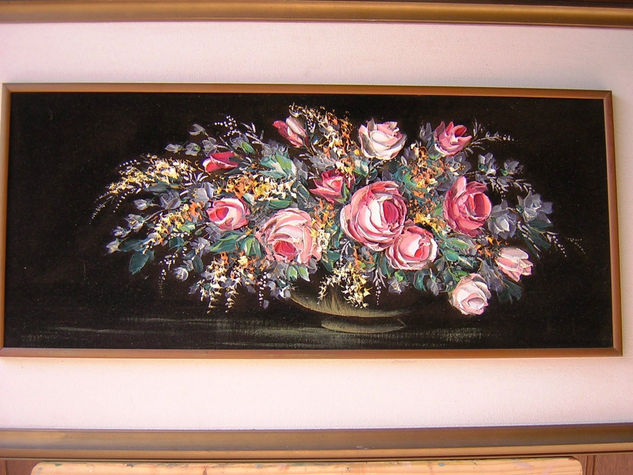 Flores Multicolores Oil Textile Floral Painting