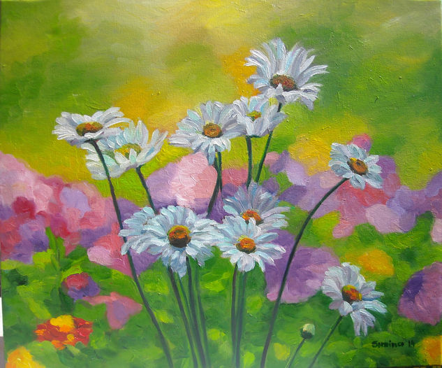 las manzanilias Oil Canvas Floral Painting