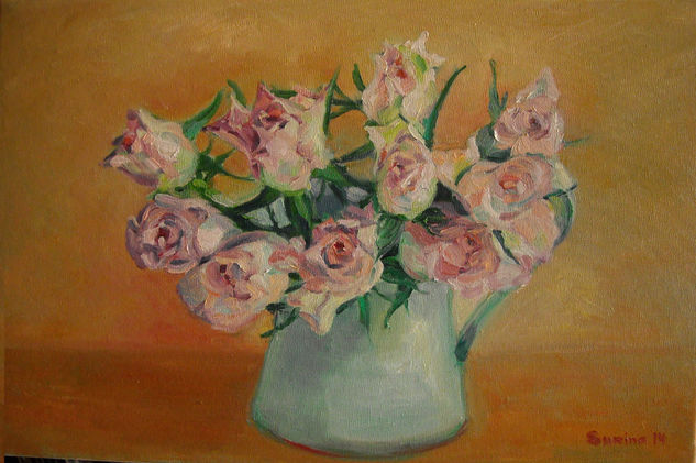 las rosas de la mañana Oil Canvas Floral Painting