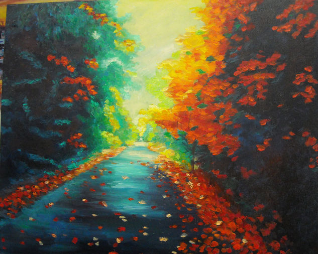 the road Oil Canvas Landscaping