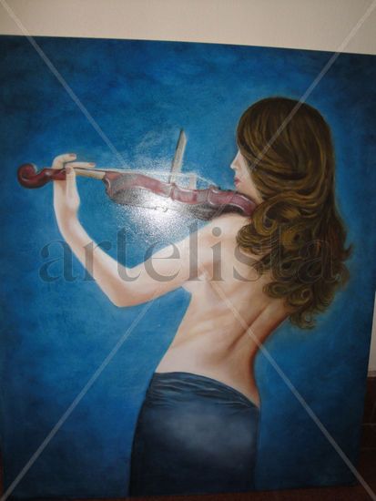 Cecyl,la violinista Oil Panel Portrait