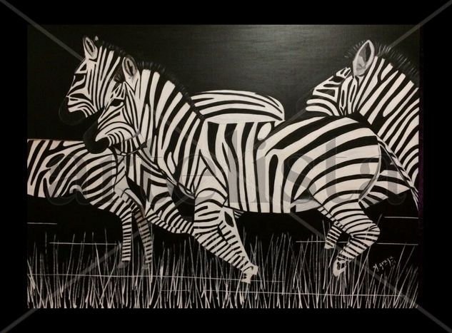 Zebras en la noche Acrylic Canvas Animals