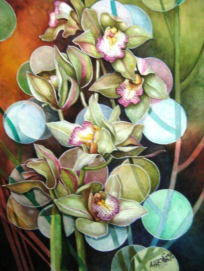 Orquideas Watercolour Paper Floral Painting