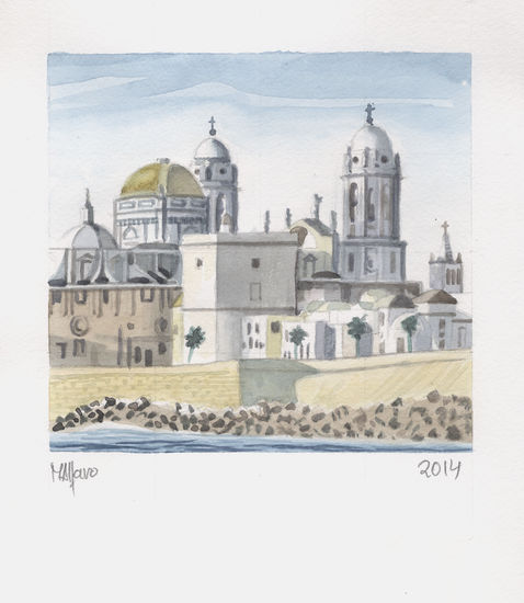 "Catedral de Cádiz y Campo del Sur" Watercolour Paper Landscaping