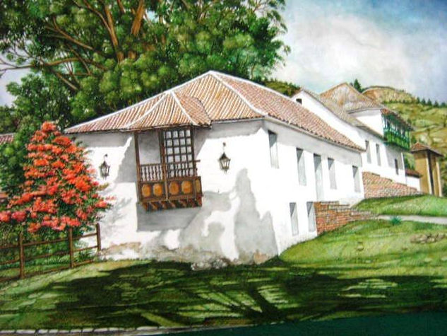 Casona del Salitre - Paipa Acuarela Papel Paisaje