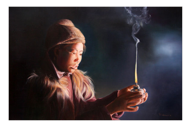 luz en la penumbra Oil Canvas Figure Painting