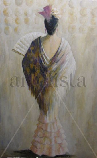 GITANA DE FERIA Mixed media Panel Figure Painting